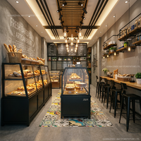 Vitrine de boulangerie en gros, présentoir à pain en fer noir sur mesure, vitrine à gâteaux en verre trempé, service de conception pour café et magasin