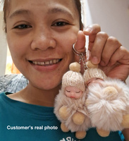 Porte-clés en peluche douce avec pompon et adorable poupée endormie, best-seller transfrontalier, pour clés et sacs