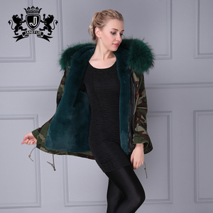 Mujeres camuflaje moda invierno desgaste, piel real del mapache collares desgaste estilo Faux fur Jacket - Product Image 1