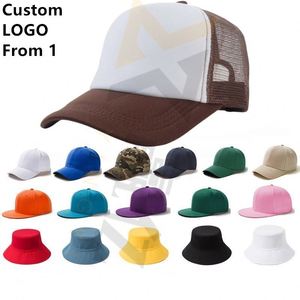 Custom Logo Classic Mesh Baseball Sports Casual Truck Cap 5-Panel Hat 100% Polyester Trucker Hats for Outdoor Beach Use Fashion - Product Image 1