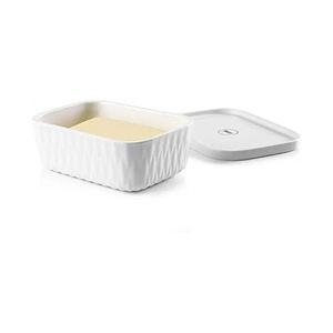 Porte-<span class=keywords><strong>beurre</strong></span> en porcelaine blanche unie avec couvercle design coeur personnalisé ODM - Product Image 2