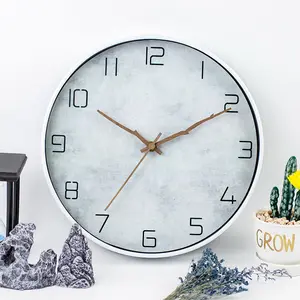 12 Inch Vintage Decorated Wall Clock Graining Wooden Clocks Glued On The Wall For Living Room Large Modern Home Decoration Watch