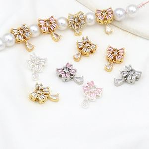 Breloques en cristal en forme de fleur avec pendentif en forme de larme pour la fabrication de bijoux DIY, perles multi-trous plaquées or et argent 14 carats - Product Image 2