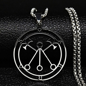 Nouveau pendentif Lucifer Signal, <span class=keywords><strong>pentagramme</strong></span> creux <span class=keywords><strong>du</strong></span> <span class=keywords><strong>diable</strong></span>, collier en acier inoxydable pour hommes et femmes, collier avec pendentif sceau <span class=keywords><strong>du</strong></span> <span class=keywords><strong>diable</strong></span> - Product Image 5