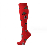TZ vente en gros chaussettes de Compression d'été 20-30 MMgh motif de Noël gradué infirmière de Noël impression de dessin animé pour la course à pied sport tricoté