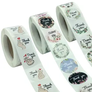 1 Roll Waterproof Thanks You Floral Gifts Decorated With Stickers