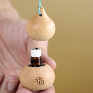 Black Walnut <b>Gourd</b> Rolling <b>Bottle</b> Essential Oil Aroma <b>Bottle</b> Car-mounted Wooden Pendant Custom Processing - Product Image 3