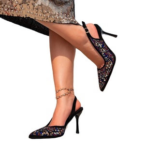 Chaussures de mariée pour femme, à paillettes brodées, bout pointu, talons aiguilles, été, imperméables, respirantes, élégantes - Product Image 1