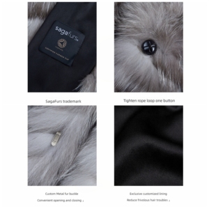 <span class=keywords><strong>Pelliccia</strong></span> <span class=keywords><strong>di</strong></span> volpe argentata da donna <span class=keywords><strong>di</strong></span> lusso con collo alto naturale in vera <span class=keywords><strong>pelliccia</strong></span> calda e traspirante foderata in seta - Product Image 2