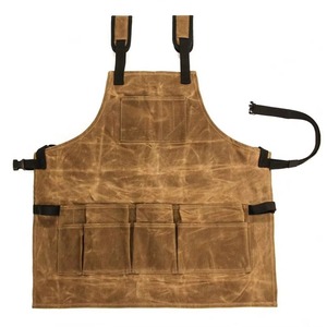 Muestra gratuita: Delantal de trabajo de lona encerada resistente con bolsillos - Edición Deluxe con hebilla de liberación rápida, ajustable hasta talla XL - Product Image 1
