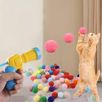 Nouveau lanceur de balles interactif classique en plastique pour chat, pistolet à pompons doux avec 100 balles colorées pour le jeu