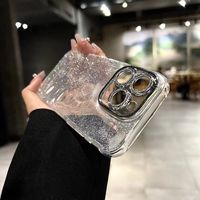 Nouveau Transparent Diamant Paillettes Lentille Film Bling Téléphone étui pour iphone 13 14 15 16 Pro Max Personnalisable avec Logo