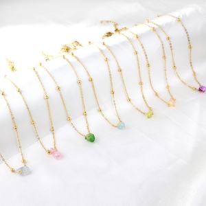 Collar con Colgante de Zirconia de Colores en Forma de Diamante, Chapado en Oro de 18K sobre Acero Inoxidable Grueso, Nuevo y de Lujo de ASON - Product Image 1