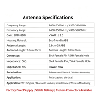 Antenne externe sans fil omnidirectionnelle pliable en caoutchouc, vente en gros d'usine, connecteur personnalisé, fréquence et taille sur mesure, 2.4G 5.8G 4G LTE
