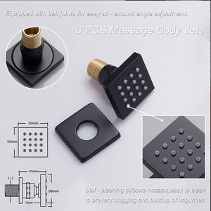 HOMEDEC Système <span class=keywords><strong>de</strong></span> <span class=keywords><strong>Douche</strong></span> Double en Laiton Noir 6 Jets Pluie Couverture Complète du Corps Massage <span class=keywords><strong>Barre</strong></span> Coulissante Céramique Brossée Fixation Murale - Product Image 2