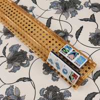 Support de Mahjong en Acrylique à Motif Tressé Rotin, Lot de 4 Poussoirs Pliables, Écologique, Durable et Portable pour le Mahjong Américain