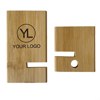 Soporte de Bambú para Teléfono con Logotipo Personalizado, Soporte Desmontable para Teléfono Celular de Escritorio con Orificio para Cable de Carga, para Regalos Promocionales