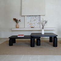 Table basse en bois de style japonais moderne et luxueux, placage en chêne noir, table d'appoint gigogne pour salon