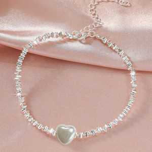 เครื่องประดับข้อเท้าสุดหรูสไตล์ยุโรป-อเมริกัน ดีไซน์ทันสมัย ทำจากสแตนเลส รูปทรงเรขาคณิต ประดับไข่มุก รูปหัวใจและกากบาท - Product Image 4