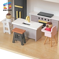 Kit de meubles de jeu de rôle de simulation populaire maison de poupée familiale en bois pour enfants W06A539