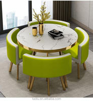 Ensemble de table à manger ronde de luxe à prix avantageux, chaises en métal, bois MDF, 1 table, 4 chaises, ensemble de meubles de restaurant