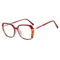 Lunettes anti-lumière bleue sexy rouges motif léopard grand carré pour femmes 2026, monture colorée, branches brillantes, lunettes décoratives chics pour dames