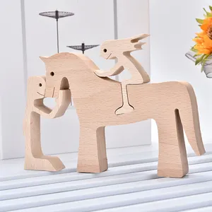 Figuras de caballo de madera para perros, arte para perros, tallado pequeño, adorno de Animal pequeño para mujer, hombre y cachorro, decoración de oficina, regalo para pareja