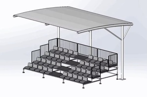 <b>15</b>-Row 15ft Aluminum Alloy Stadium Bleachers Blue Fixed Ergonomic Lightweight Outdoor Grandstands - Product Image 4