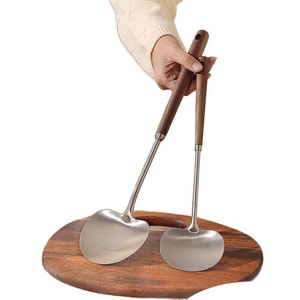 Espátula de madera de nogal y acero inoxidable, utensilio de cocina con mango largo, herramienta de cocina - Product Image 2