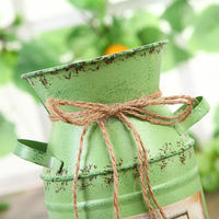 Pot à fleurs en fer vintage pour mariage, style shabby chic, seau en fer pour jardin, vase, décoration d'intérieur, pichet