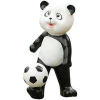 Ornements d'animaux en fibre de verre pour l'extérieur, sculpture de panda de football de dessin animé, décoration créative pour parc, jardin d'enfants et aménagement paysager