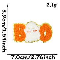 Patch brodé en chenille pour Halloween, motif fantôme, citrouille, pierre tombale, crâne, décoration festive
