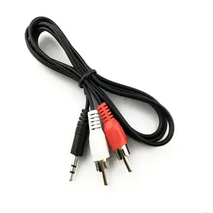 3.5毫米aux母至2 RCA公扩展适配器音频电缆