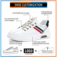 Chaussures de skate basses décontractées pour hommes en cuir PU blanc et maille, avec logo personnalisé OEM, semelle épaisse rayée, mode printemps, pour la marche