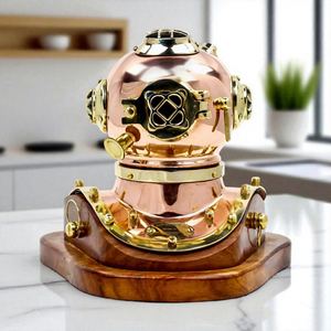Réplica del Casco de Buceo Mark V con Base de Madera, Decoración Náutica Marítima Steampunk, Casco de Buceador para Exhibición, Grabado Personalizado Coleccionable - Product Image 4