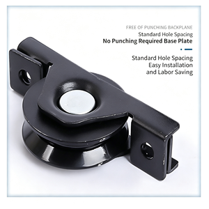 Ensemble de 2 roues à rainure en V, roulettes robustes pour portail coulissant avec support, double roulement, acier galvanisé, certifié CE, OEM disponible - Product Image 3