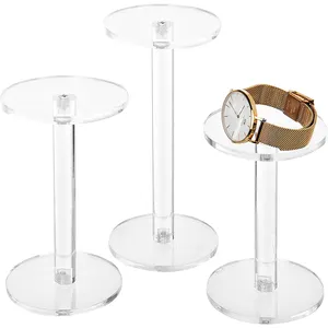 Custom Transparent acrylic bracelet wrist watch ring display holder hat display stand sets of 3 jewelry watch shop store
