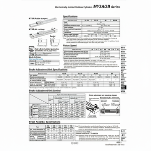 Catégorie de produit Cylindre sans tige pneumatique SMC MY3B25-800 cylindres mécaniquement articulés - Product Image 1