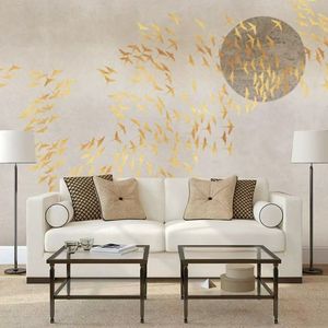 Papier peint mural 3D personnalisé pour restaurant, motif <span class=keywords><strong>plumes</strong></span> et <span class=keywords><strong>oiseaux</strong></span> pour fond mural et plafond, style moderne et luxueux, imperméable - Product Image 3
