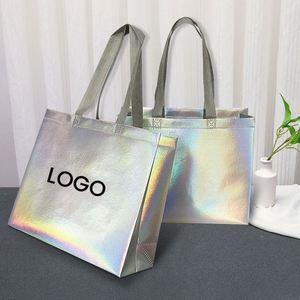 Bolsa de Regalo Brillante Reutilizable, Bolsa de Compras Plateada Metálica, Bolsa de Tela No Tejida con Diseño Láser, Bolsa de Sublimación - Product Image 3