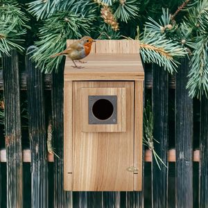 Casas para Pájaros de Madera con Protección de Acero Inoxidable, Construcción de Madera Maciza, Duraderas, Adecuadas para Jardín Exterior, Refugio para Pájaros - Product Image 1
