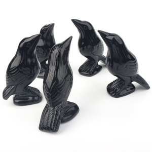 Offre Spéciale : Sculpture d'oiseau corbeau en obsidienne noire naturelle, sculptée à la main, pierres de guérison en cristal, sculpture animale - Product Image 4
