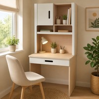 Bureau d'ordinateur intégré avec étagère, moderne et durable, fabriqué en usine, vente directe, couleur personnalisable, pour la maison et le bureau.
