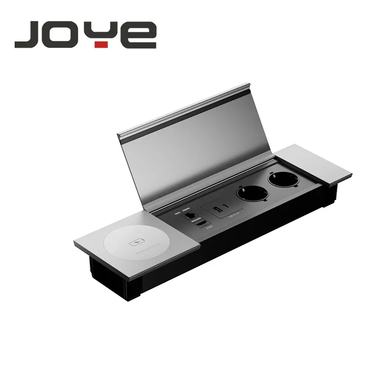 JOYE เฟอร์นิเจอร์สํานักงานโต๊ะประชุมฝาครอบพลิกอัจฉริยะปลั๊กไฟปลั๊ก eu ซ่อนไฟฟ้าเดสก์ท็อปปลั๊กไฟ