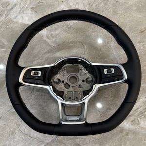 พวงมาลัยหนังทรงสปอร์ตแบบพื้นเรียบสำหรับรถยนต์ Volkswagen Polo GTI <span class=keywords><strong>Scirocco</strong></span> GTE GLI R-Line Golf 6 Mk4 MK5 MK7 GTD - Product Image 4