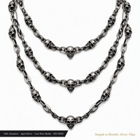 Collier à trois couches en acier inoxydable 316L avec crâne, chaîne plate en argent vieilli, bijoux gothiques tendance, OEM ODM personnalisé