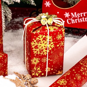Red Gold Snowflake <b>Pattern</b> Gift Wrapping <b>Paper</b> Double-Sided Art <b>Paper</b> for Holiday Packaging - Product Image 2