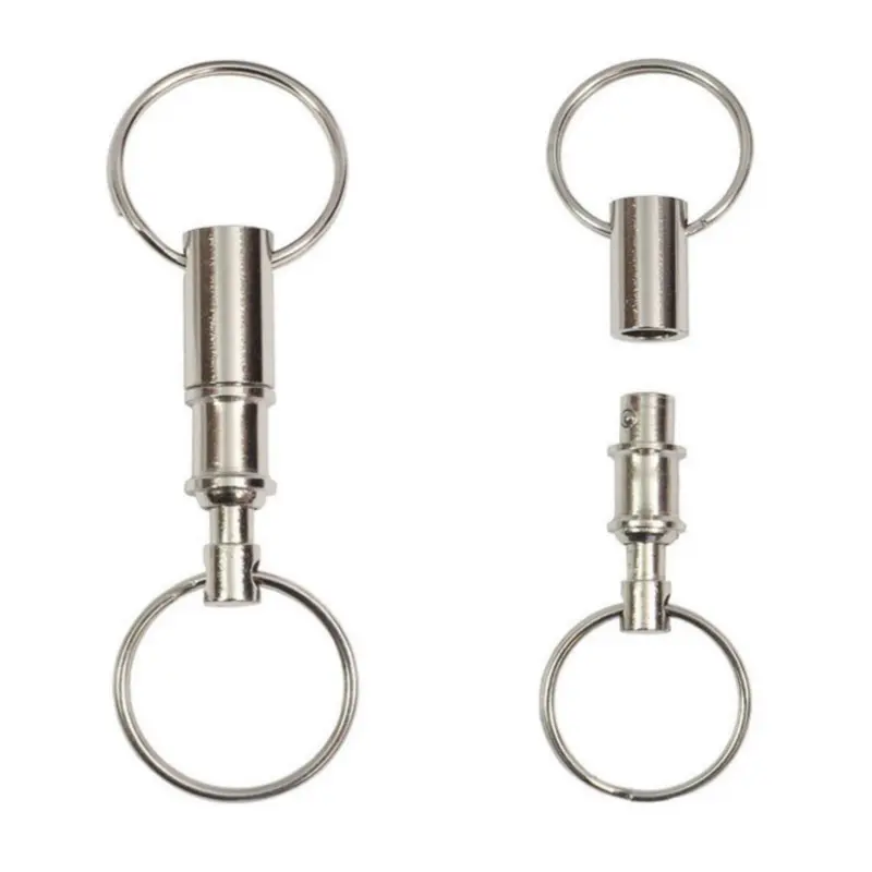 Metal Quick Release Detachable Keychain Double Key Ring