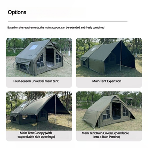 Tente pneumatique Oxford de luxe moderne, imperméable, portable, équipement de camping gonflable, tente pneumatique verte imperméable pour l'extérieur avec auvent - Product Image 2