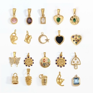 Olivia bán buôn Zircon Birthstone bướm PVD 18K vàng thép không gỉ nấm may mắn thời trang quyến rũ đối với trang sức làm - Product Image 1